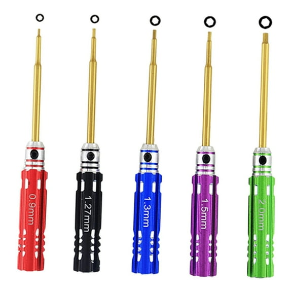 5 Pcs Screwdriver Set Multi Hex Driver 0.9mm 1.27mm 1.3mm 1.5mm 2.0mm Hexagon Screwdriver Wrench Tool Kit for RC Car