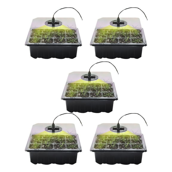 5 Pcs Seed Starter Tray Seedling Kits,Plant Starter Kit with Adjustable Humidity Dome and Base Indoor Greenhouse Mini Propagator for Seeds Growing Starting