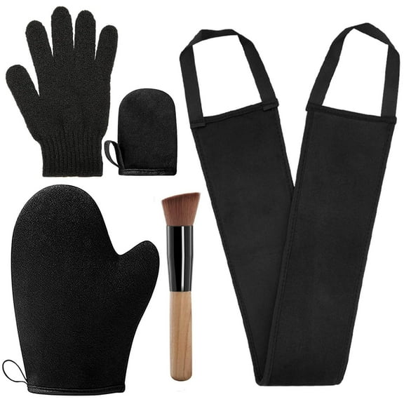 5 Pcs Self Tanning Mitt Applicator Set with Self Tan Glove Tanning Back Lotion Applicator Tanning Brush Tan Face Mitt Exfoliating Glove, for Self Sunless Tanning Tan