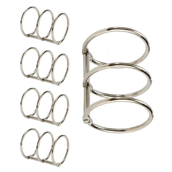 5 Pcs/Set 3 Rings Binder Clips Book Rings Metal Loose Leaf Binder Rings for Notebook Diary Photo Album Binding