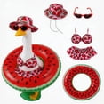 thumbnail image 1 of 5 Pcs/Set Bikini Porch Goose Outfits with Sunglasses, 23 Inch Summer Swim Outfit, Cute Garden Patio Yard Decoration for Outdoor Goose Statue (Watermelon Red), 1 of 8