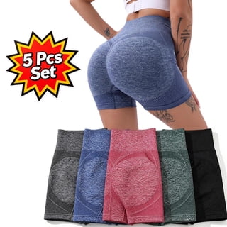 5 Pcs Set Butt Lifting Shorts for Women High Waist Scrunch Yoga Biker Shorts Workout Seamless Booty Shorts