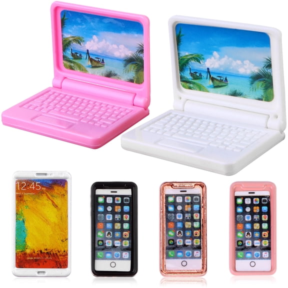 5 Pcs/Set Dollhouse Mini Laptops/Phone,Scene Miniatures Computers Toy Craft