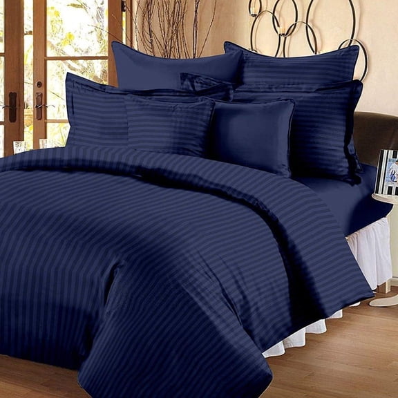 5 Pcs Set Indian Cotton Stain Strip Bedsheets , 400 TC Premium Cotton Bedsheets for Home , Hotels & Guest House with 2 Pillow Cover Size ( Super King 108" x 108" )