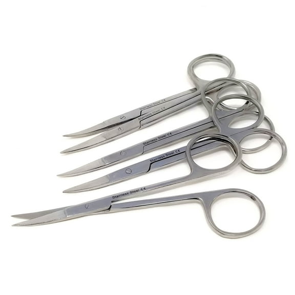 5-Pcs Set, Iris Lab Scissors, 4.5 inch, Curved