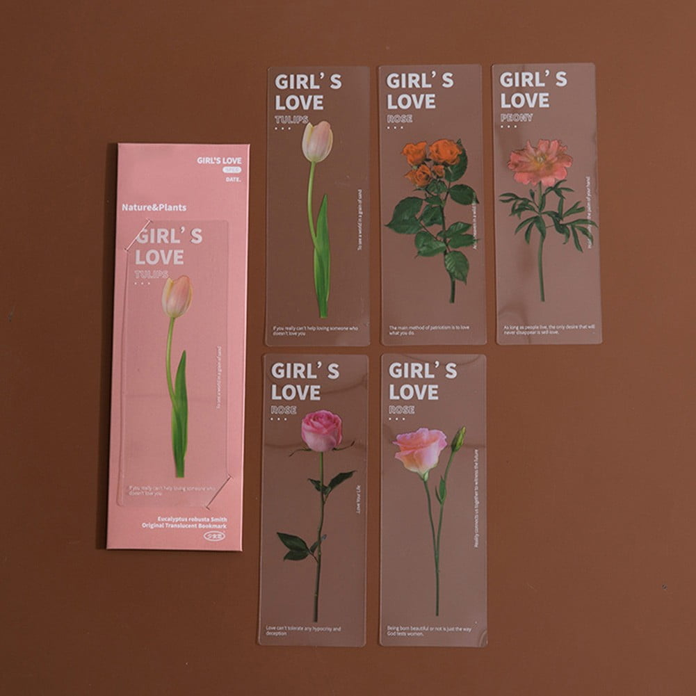 5 Pcs/Set Natural Plant Flower Leaves Series Bookmark Pvc Reading Book