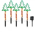 thumbnail image 1 of 5 Pcs/Set Solar Christmas Tree Floor Lamp Outdoor Decoration, Multi Modes Waterproof LED Candy Lights Holiday Decor For Walkway Yard Lawn Porch, 1 of 5