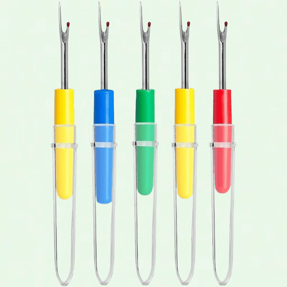 Set of 5 Seam Rippers for Sewing, Quick Unpick Stitch Thread, Hemline Tool (Mixed Color)