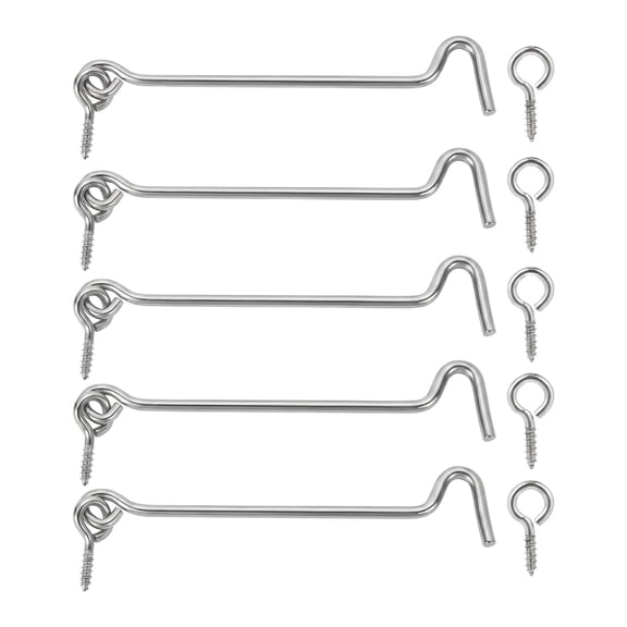5 Pcs Shed Door Latch,Galvanized Iron Cabin Hook 2.55", Plating Finish Door Cupboard Shed Lock Catch Eye Latch