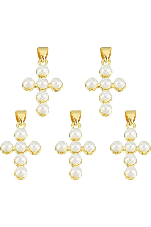 5 Pcs Shell Pearl Pendants Natural Shell Pearl Charms with Brass Findings Real 18K Gold Plated for DIY Necklace Bracelet Jewelry Makings for DIY