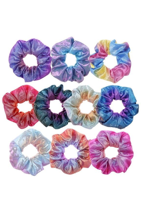 5 Pcs Shiny Scrunchies Hair Rings Elastics Ponytail Holder Rainbow Hair Ties Hair Bands for Women Girls (Random Color)