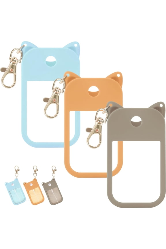 3 Pcs Silicone Case Compatible with Touchland Hand Sanitizer Spray Power Mist and Glow Mist 1FL. OZ., Portable Keychain Protective Case with Cute Ears, Hand Sanitizer Spray Accessory