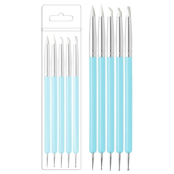5 Pcs Silicone Clay Sculpting Tools,Modeling Dotting Tool & Pottery Craft use for DIY Handicraft, Handmade Ceramic Works,Silicone Brush, Sculpture Pottery, Nail Art