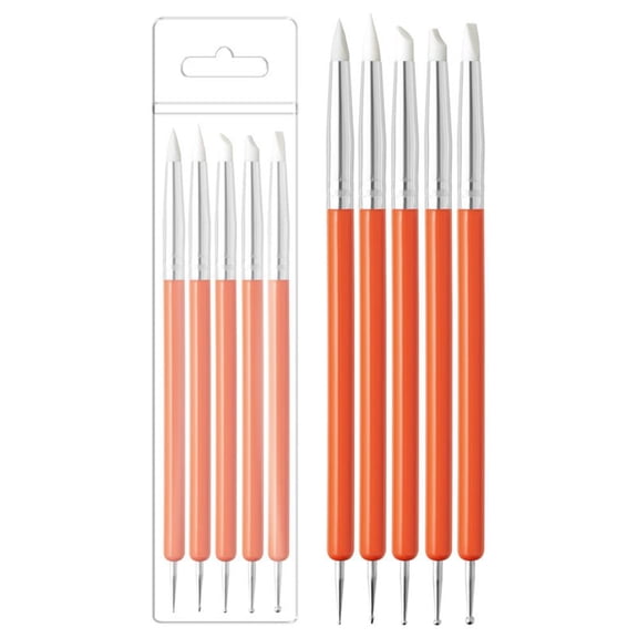 5 Pcs Silicone Clay Sculpting Tools,Modeling Dotting Tool & Pottery Craft use for DIY Handicraft, Handmade Ceramic Works,Silicone Brush, Sculpture Pottery, Nail Art