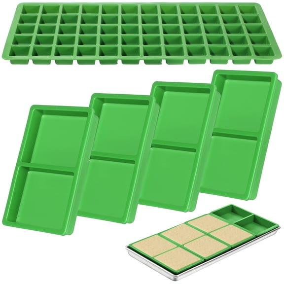 5 Pcs Silicone Tray Dividers,Silicone Food Molds Compatible with Harvest Right Freeze Dryer,Includes 1 Pcs 60-Cube Tray & 4 Pcs 2-Cube Trays,Reusable Freeze Dryer Accessories (Green)