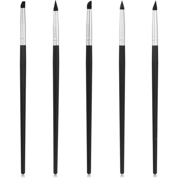 Allio 5 Pcs Silicone Paint Brush Professional Silicones Rubber Tip Paints Pens Brushes Color Shapers Brushes 20cm Silicone Clay Tools for Sculpting Pottery Handicraft Nail Art Artwork