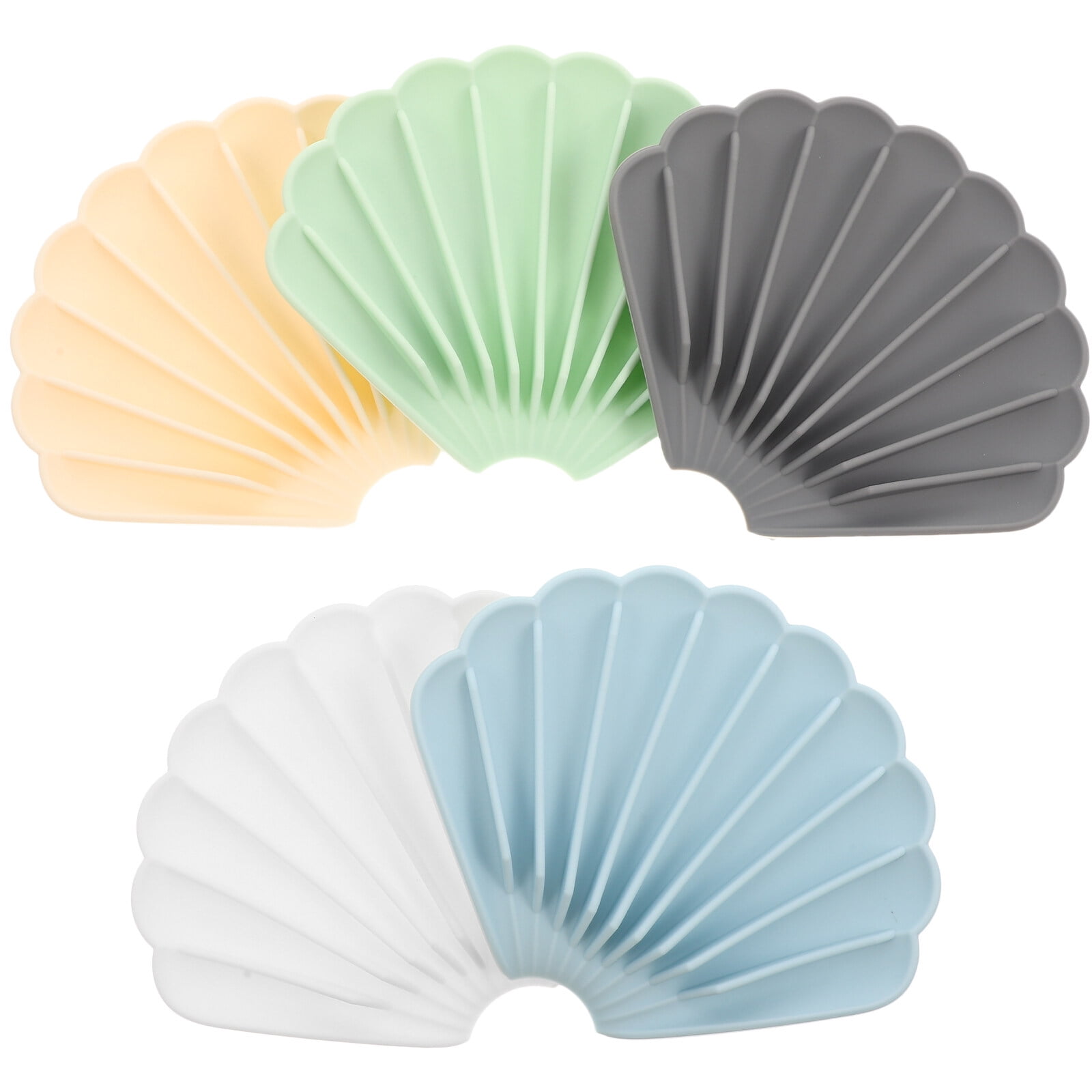 5 Pcs Silicone Tray Shell Soap Sponge Holder Small Case Bar Kitchen ...