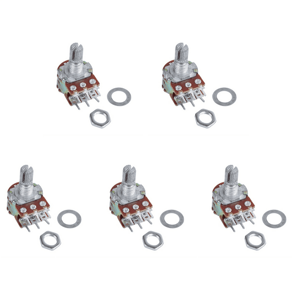5 Pcs Silver Metal B50K 50K Ohm 6-Pin Dual Trim Potentiometer 3.8x2.8x1.7cm