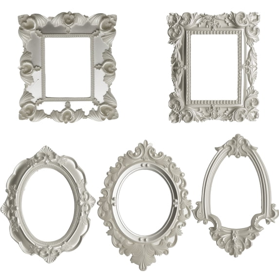 5 Pcs Silver Vintage Resin Mini Picture Frames, Wall Hanging & DIY ...