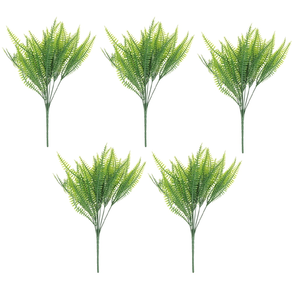5 Pcs Simulated Leaves Solar Artificial Outdoor Plants Office Green