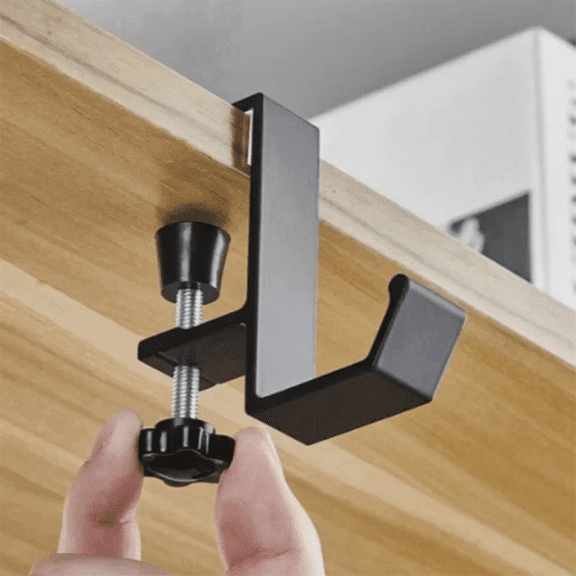 5 Pcs Single-Layer Locking Table Hook Student Bag Office Desk Mobile Side Black