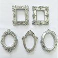 thumbnail image 1 of 5 Pcs Siver Mini Frames Vintage Flower Round Rectangle Baroque Picture Frame Table Top Jewelry Display Frame for Christmas Holiday Party Hotel Decor, 1 of 5