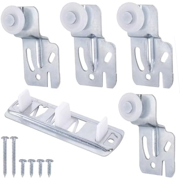 5 Pcs Sliding Closet Door Roller Kit,Wardrobe Door Roller with Slide Track,Closet Door Rollers Replacement for Top-Hung Sliding Door Hardware