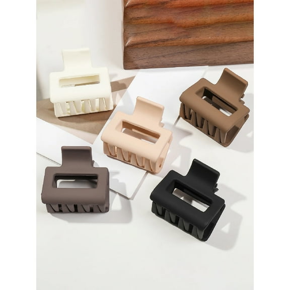 5 Pcs Small Flower Hair Claw Clips for Women Girls,Matte Rectange Jaw Clips,Semicircle Barrettes for Thin Hair