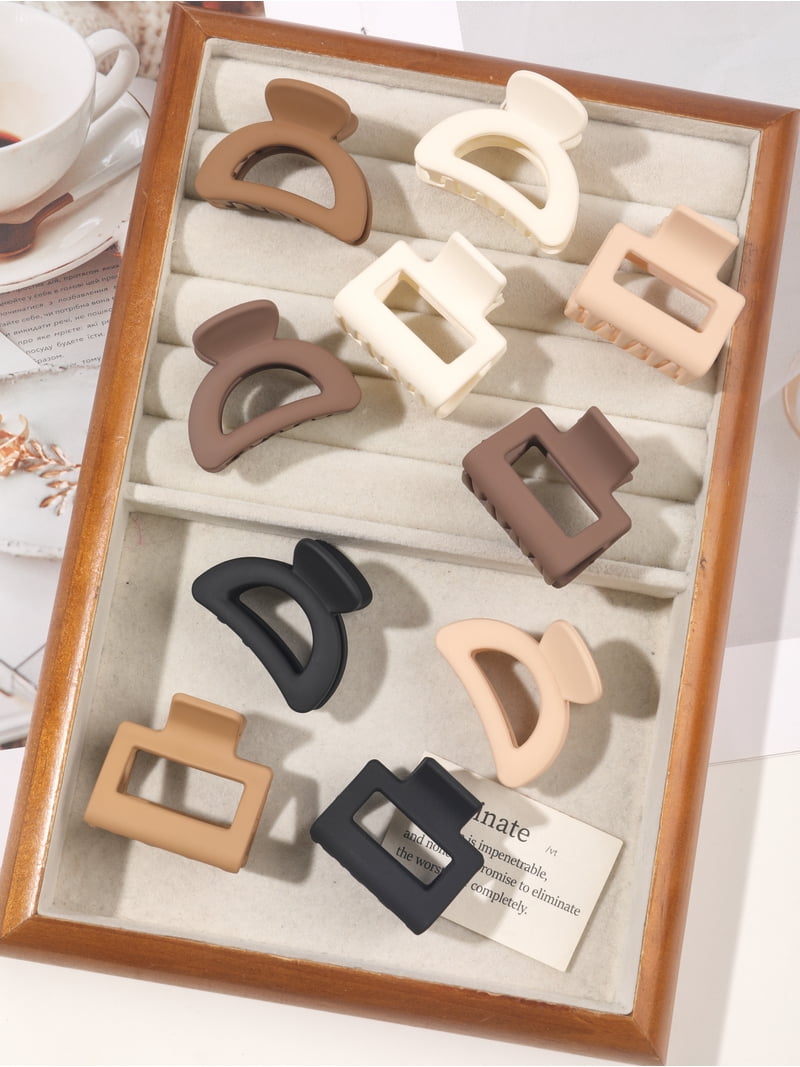 小物 HAL1662 5 Pcs Small Flower Hair Claw Clips for Women Girls,Matte Rectange