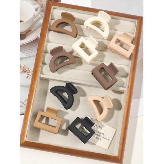 5 Pcs Small Flower Hair Claw Clips for Women Girls,Matte Rectange Jaw Clips,Semicircle Barrettes for Thin Hair