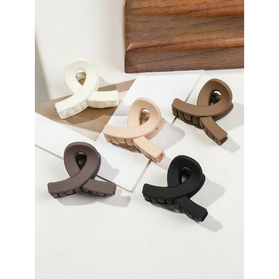 5 Pcs Small Flower Hair Claw Clips for Women Girls,Matte Rectange Jaw Clips,Semicircle Barrettes for Thin Hair