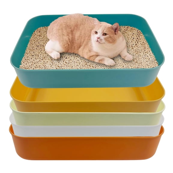 5 Pcs Small Litter Box,13.9 x 9.8 x 3 Inch Plastic Kitten Litter Pan, Low Entry Waterproof Open Cat Litter Box Travel Toilet for Small Pet Kitty Bunny Guinea Pig, Easy to Clean, Multicolor