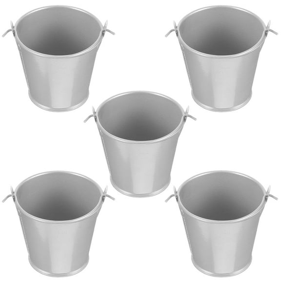 OUNONA 5pcs Small Metal Buckets with Handles Mini Tin Pails for Party Favors and Succulents