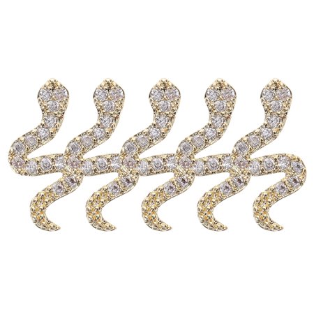 5 Pcs Snake Nail Art Jewelry Decoration Carafes Diamond 3D Golden