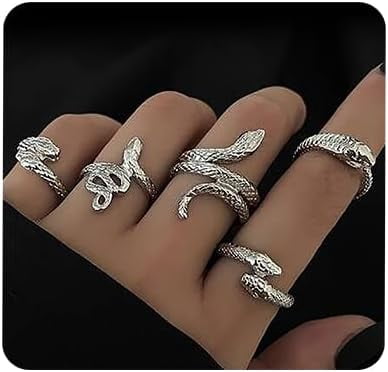 5 Pcs Snake Rings Set Ouroboros Wrap Open Rings Stackable Animal rings ...