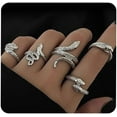 thumbnail image 1 of 5 Pcs Snake Rings Set Ouroboros Wrap Open Rings Stackable Animal rings Adjustable Knuckle Rings for Men and Women, 1 of 7