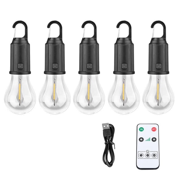 5 Pcs Solar Camping Lights Outdoor Waterproof,Rechargeable Portable LED Camping Lantern with Solar/USB Charging, Hanging Hook,3 Ligh ting Modes Tungsten Light Tent Lamp for Hiking,Emergency Outage