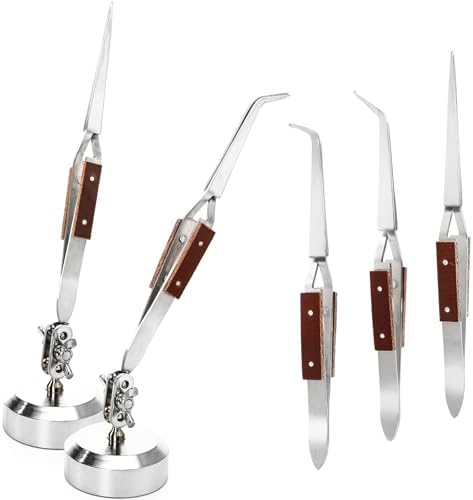 3rd Hand Base Holder + 6 Crosslock Fiber Grip Tweezer Soldering Helping Hand