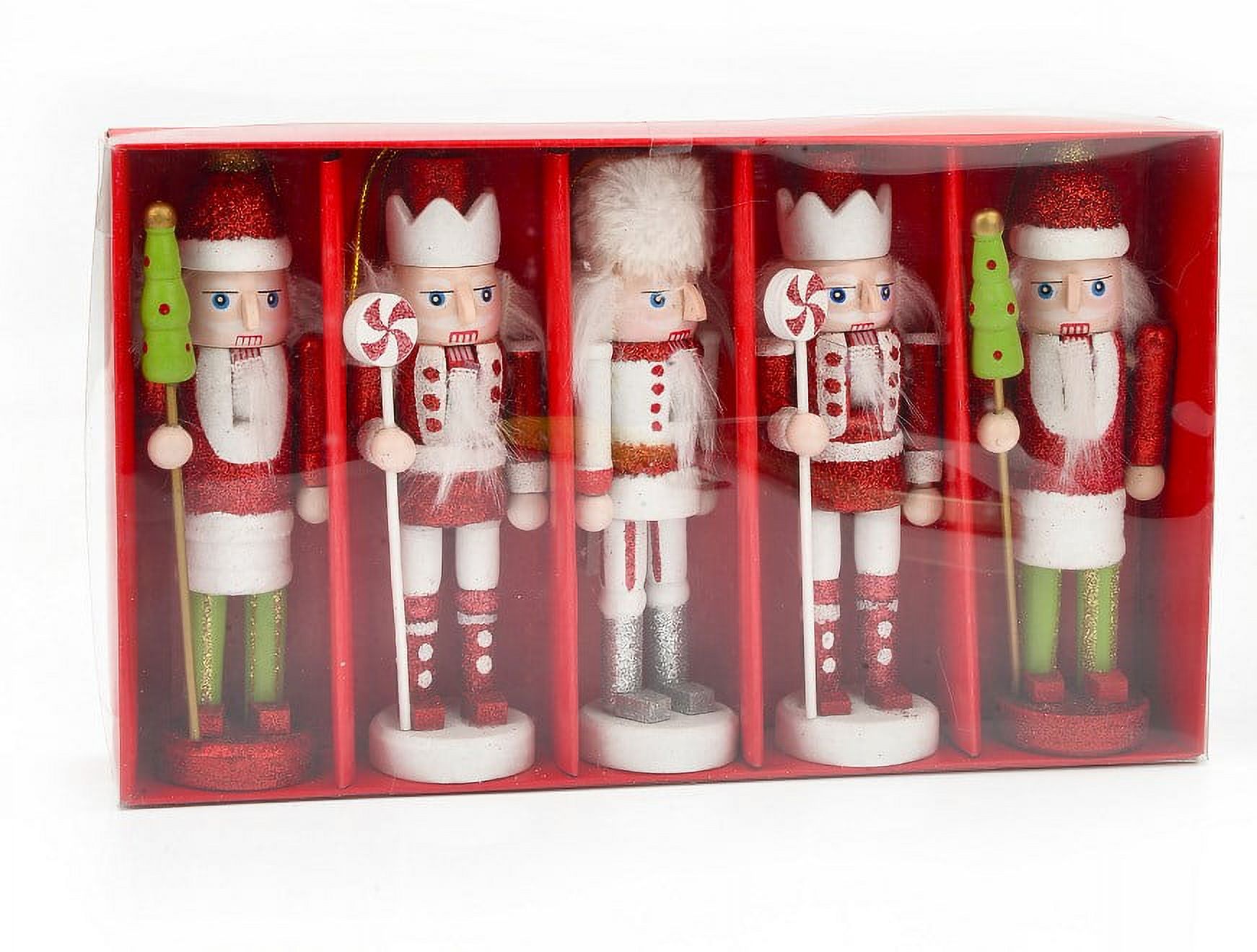 5 Pcs Soldier Nutcrackers Christmas Decoration Figures Nutcracker Wooden Desktop Nutcrackers