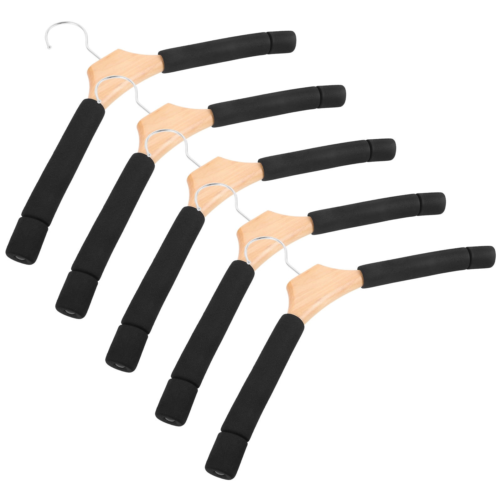 5 Pcs Solid Wood Hanger Clothes Rack Sponge Dress Hangers No Bump Hanger Home Hangers Puffy Hangers Male Women's