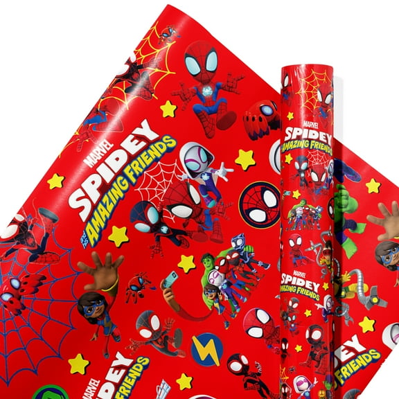 5 Pcs Spidey and His Amazing Friends Wrapping Paper, Spidey Themed Gift Wrap for Kids' Birthday Party, Holiday Gift Packaging