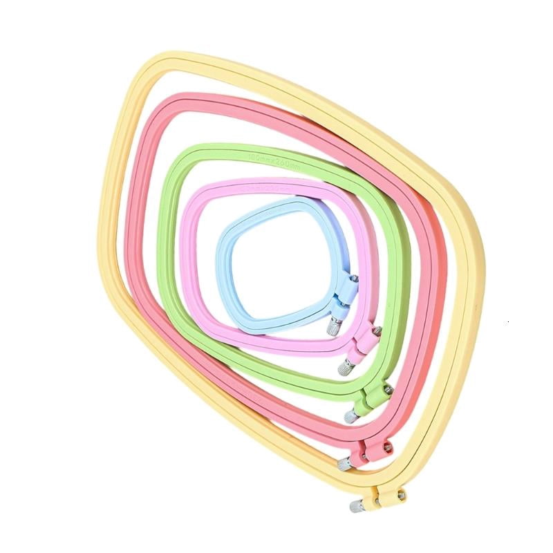 5 Pcs Square Embroidery Frames Candy Color Embroidery Hoop for Craft Enthusiasts