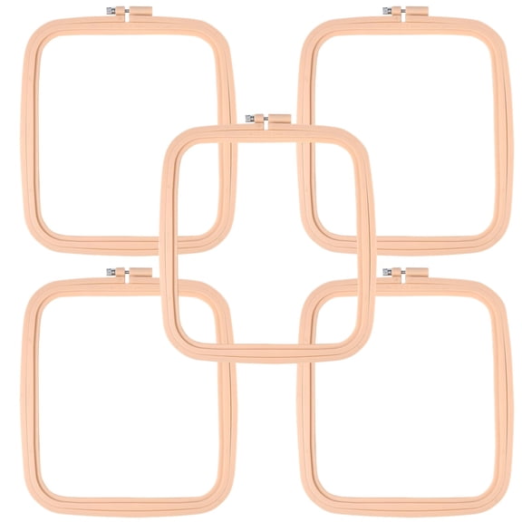 5 Pcs Square Embroidery Hoop Set, 8.7 x 7.7 in ABS Plastic Cross Stitch Hoop, Peach Punch Needle Hoop for Embroidery, Sewing, and Crafting