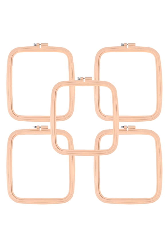 5 Pcs Square Embroidery Hoop Set, 8.7 x 7.7 in ABS Plastic Cross Stitch Hoop, Peach Punch Needle Hoop for Embroidery, Sewing, and Crafting
