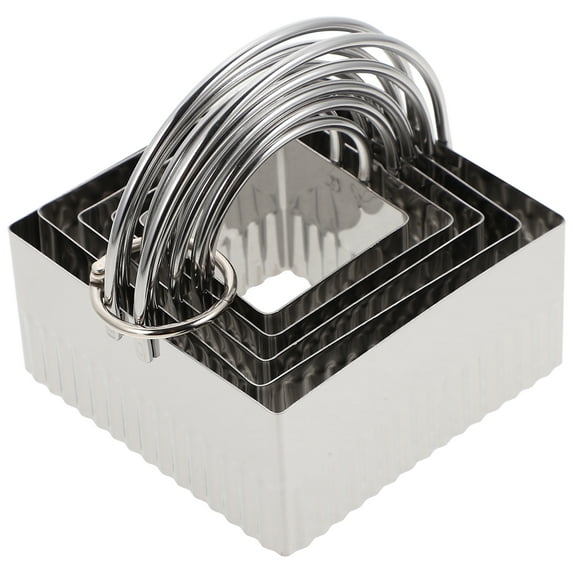 5 Pcs Stainless Biscuit Cutters Square Tool Bridal Shower Cookie Metal Baking Mold 5-piece Set of Mousse Rings Steel Bride