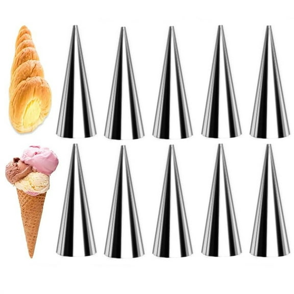 5 Pcs Stainless Steel Cannoli Forms Tube,Non-Stick Pastry Croissant Roll Mold,Large Size Cone Shaped Baking Mold,Cream Horn Mold for Pastry,Baking Cones Horn for Cream Roll