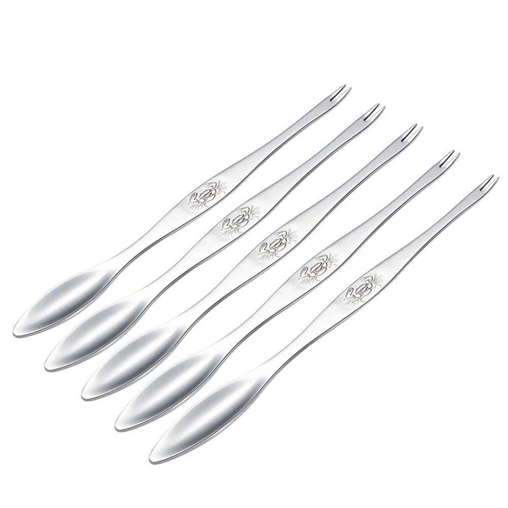 5 Pcs Stainless Steel Crab Fork Crabs Eating Tool Serving Utensils Nut