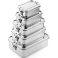 thumbnail image 1 of 5 Pcs Stainless Steel Food Containers Metal Bento Lunch Box Stainless Steel Food Storage Containers, Lockable Clips to Leak Proof, Reusable Dishwasher Snack Boxes for Work, Picnic (5 Sizes), 1 of 14