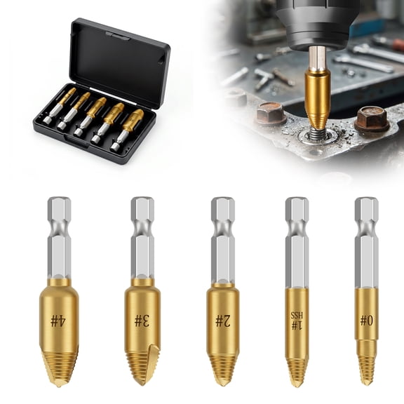 5 Pcs Stripped Screw Extractor Set Easy Out Damaged Screw Removal Extractor Set with Portable Case for DIY Home Repairs