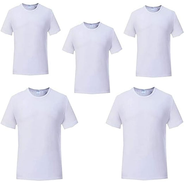Bulk Pack of 5 Sublimation Blank T-Shirts | 100% Polyester Plain White ...